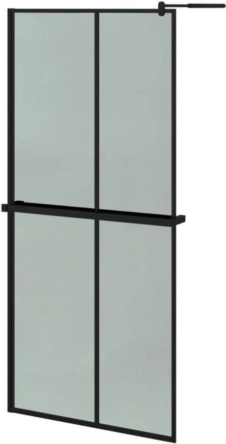 VidaXL Inloopdouchewand met schap 90x195 cm ESG-glas aluminium zwart