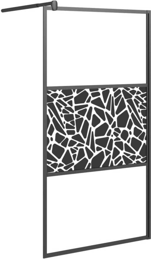 VidaXL Inloopdouchewand met stenenmotief 100x195 cm ESG-glas zwart
