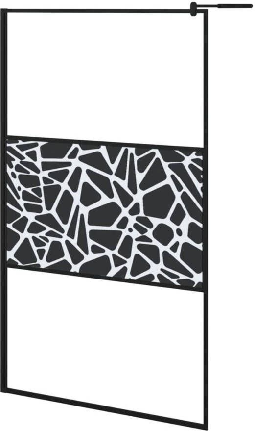 VidaXL Inloopdouchewand met stenenmotief 115x195 cm ESG-glas zwart
