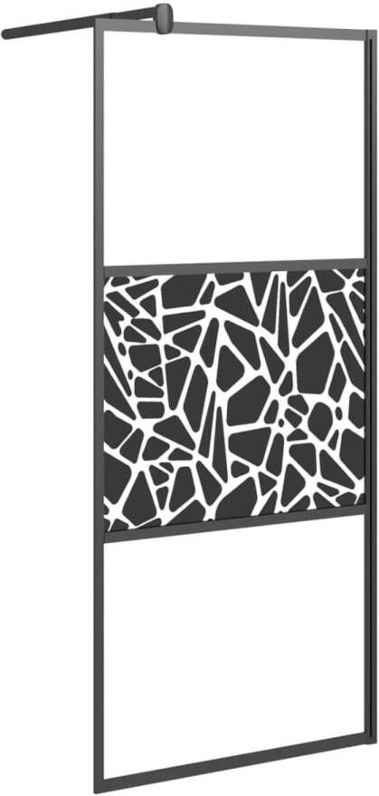 VidaXL Inloopdouchewand met stenenmotief 80x195 cm ESG-glas zwart