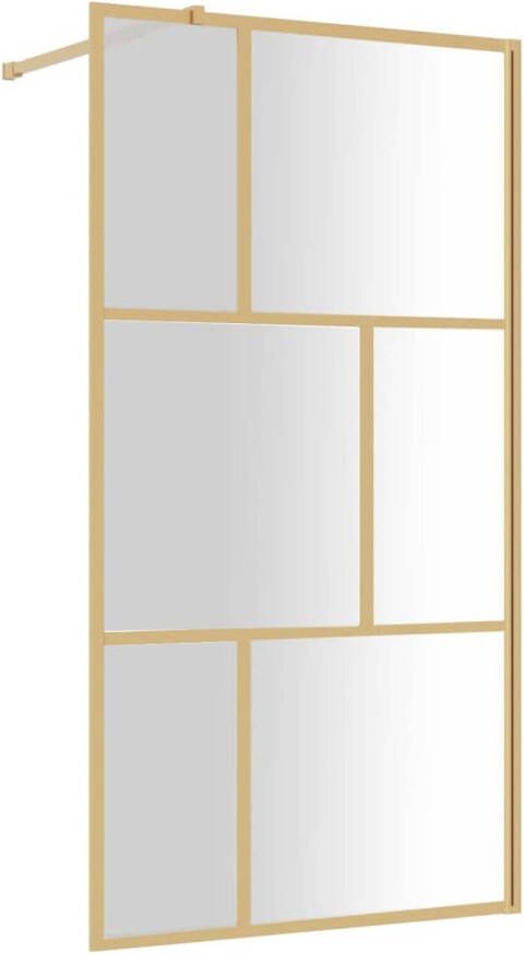 VidaXL Inloopdouchewand transparant 100x195 cm ESG-glas goudkleurig