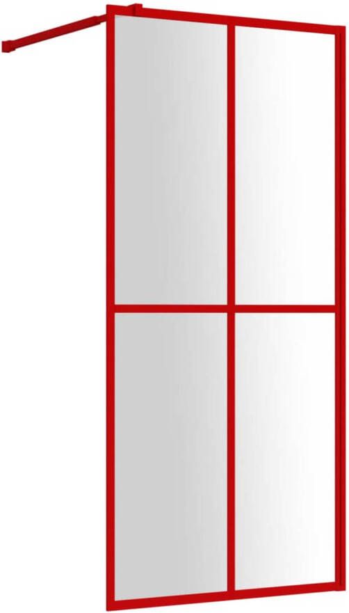 VidaXL Inloopdouchewand transparant 100x195 cm ESG-glas rood