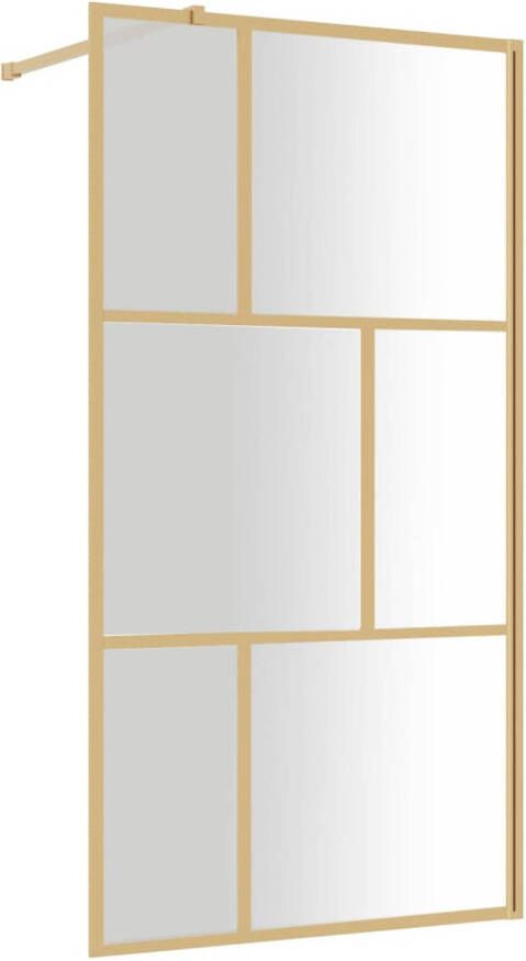 VidaXL Inloopdouchewand transparant 115x195 cm ESG-glas goudkleurig