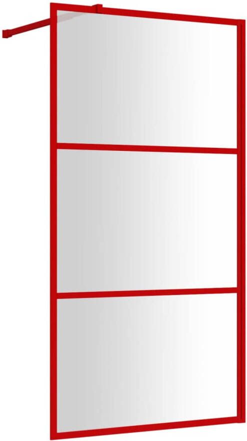 VidaXL Inloopdouchewand transparant 115x195 cm ESG-glas rood