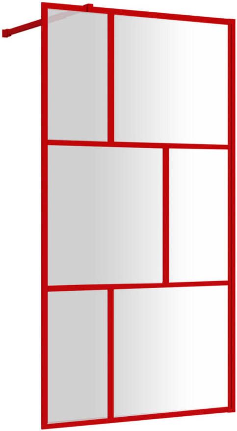 VidaXL Inloopdouchewand transparant 115x195 cm ESG-glas rood