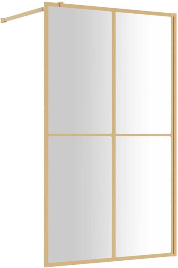 VidaXL Inloopdouchewand transparant 118x195 cm ESG-glas goudkleurig
