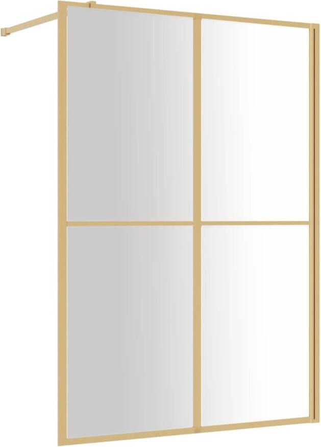 VidaXL Inloopdouchewand transparant 140x195 cm ESG-glas goudkleurig