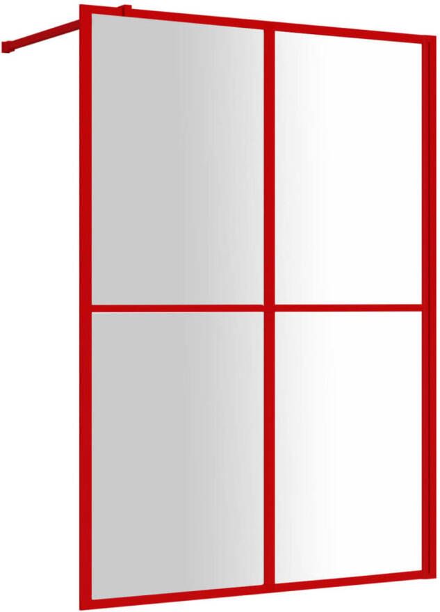 VidaXL Inloopdouchewand transparant 140x195 cm ESG-glas rood