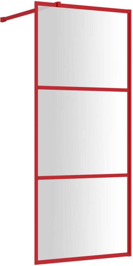 VidaXL Inloopdouchewand transparant 80x195 cm ESG-glas rood