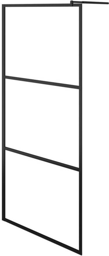 VidaXL Inloopdouchewand transparant 100x195 cm ESG-glas zwart