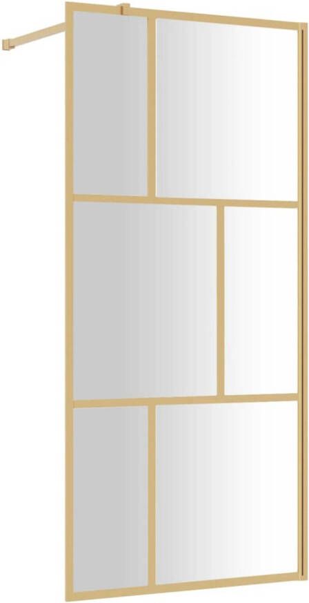 VidaXL Inloopdouchewand transparant 80x195 cm ESG-glas goudkleurig