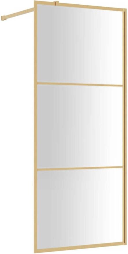 VidaXL Inloopdouchewand transparant 90x195 cm ESG-glas goudkleurig