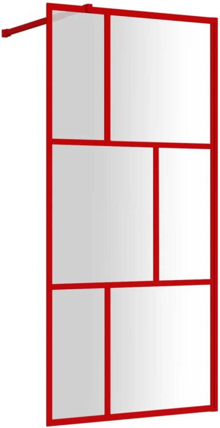 VidaXL Inloopdouchewand transparant 90x195 cm ESG-glas rood