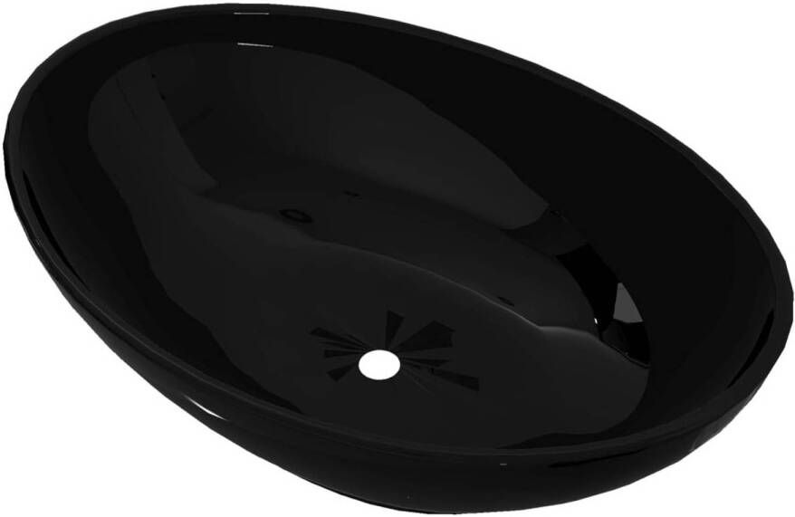 VidaXL Luxe wastafel ovaal 40x33 cm keramiek zwart