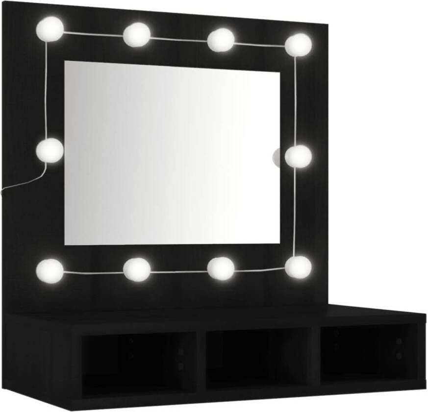 VidaXL Spiegelkast met LED-verlichting 60x31 5x62 cm zwart