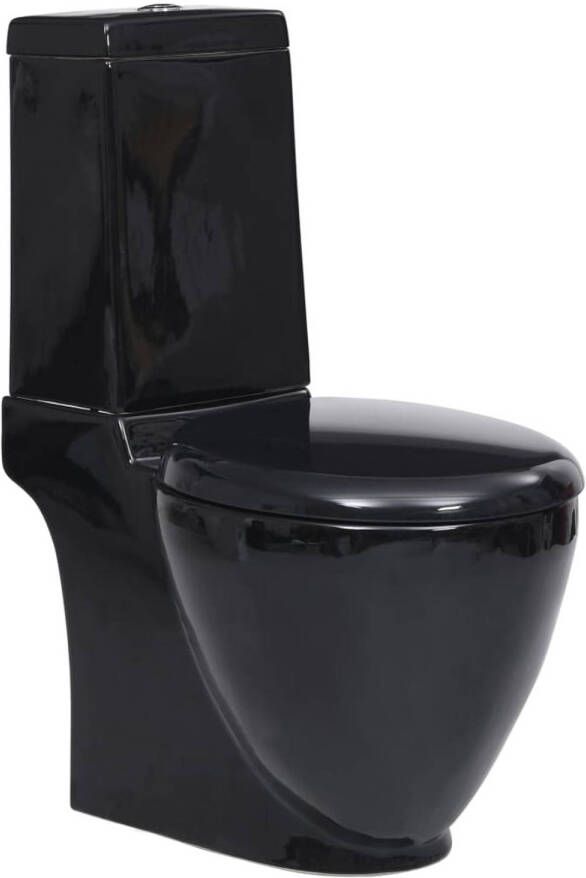 VidaXL Toilet met afvoer achter keramiek zwart
