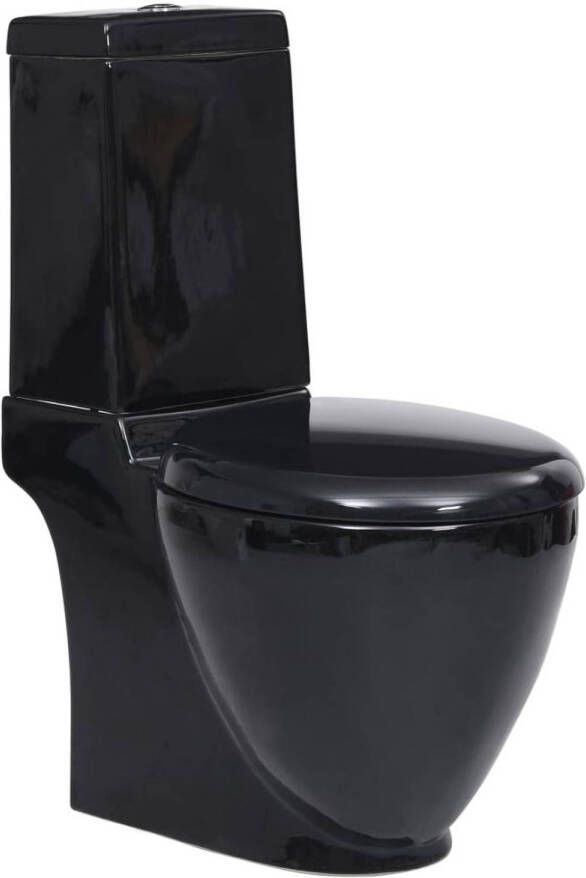 VidaXL Toilet rond afvoer onder keramiek zwart