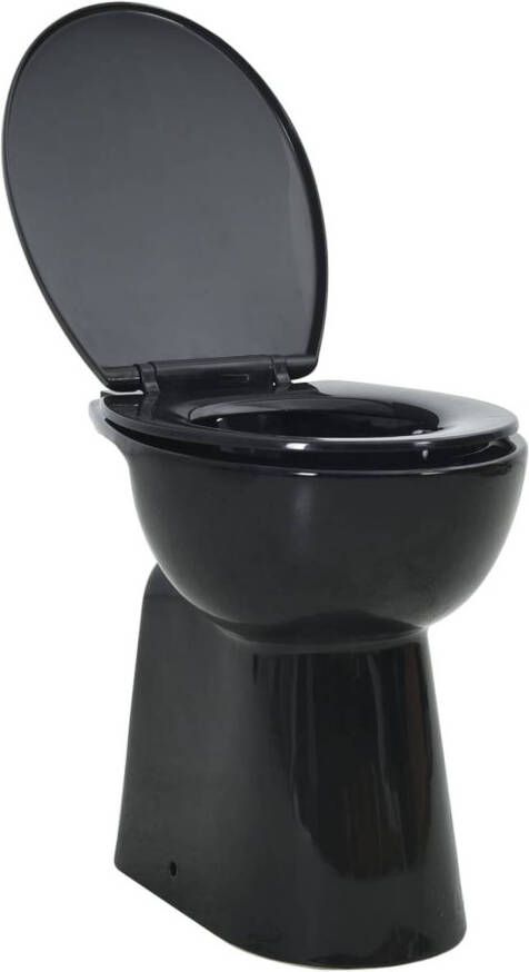 VidaXL Toilet verhoogd 7 cm soft-close randloos keramiek zwart