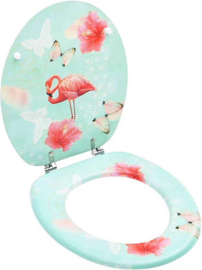 VidaXL Toiletbril met deksel flamingo MDF