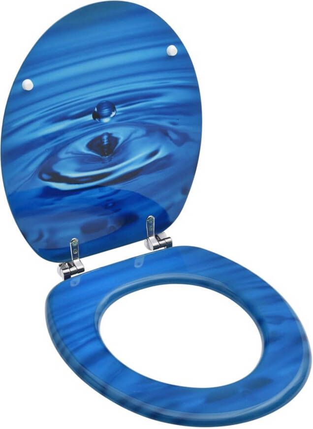 VidaXL Toiletbril met deksel waterdruppel MDF blauw