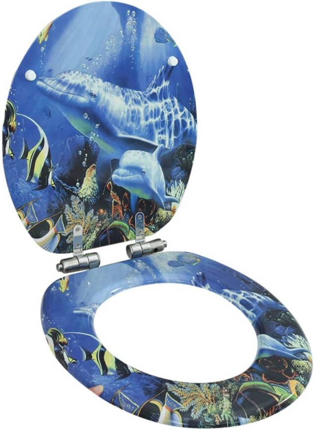 VidaXL Toiletbril met soft-close deksel dolfijn MDF