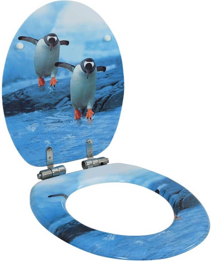 VidaXL Toiletbril met soft-close deksel pinguïn MDF
