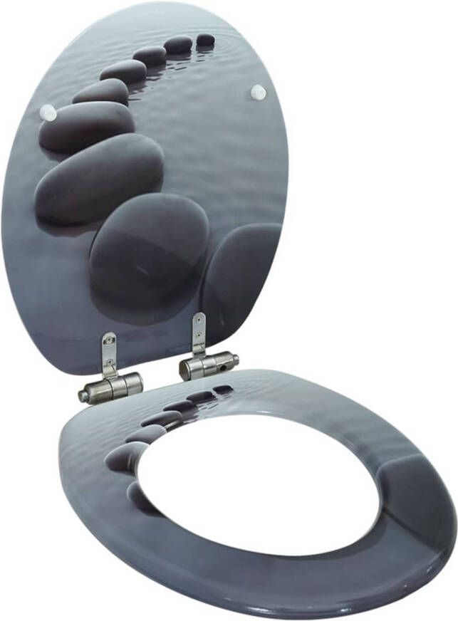 VidaXL Toiletbril met soft-close deksel stenen MDF