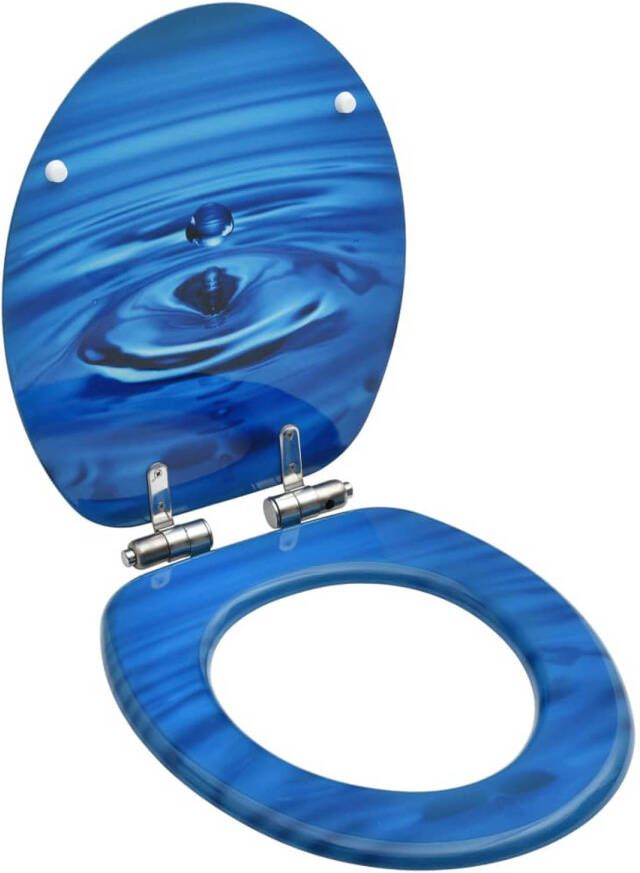 VidaXL Toiletbril met soft-close deksel waterdruppel MDF blauw