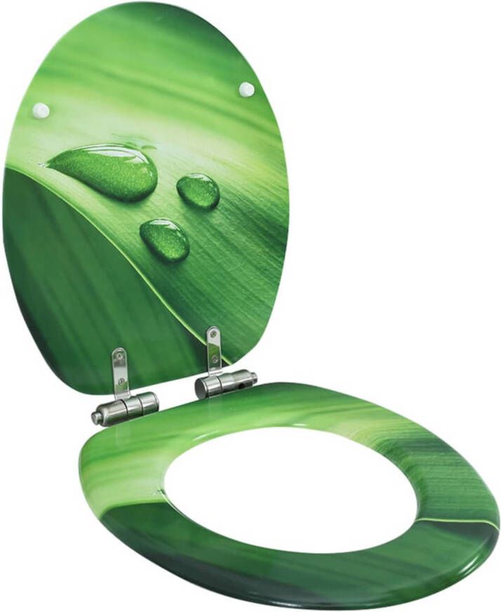VidaXL Toiletbril met soft-close deksel waterdruppel MDF groen