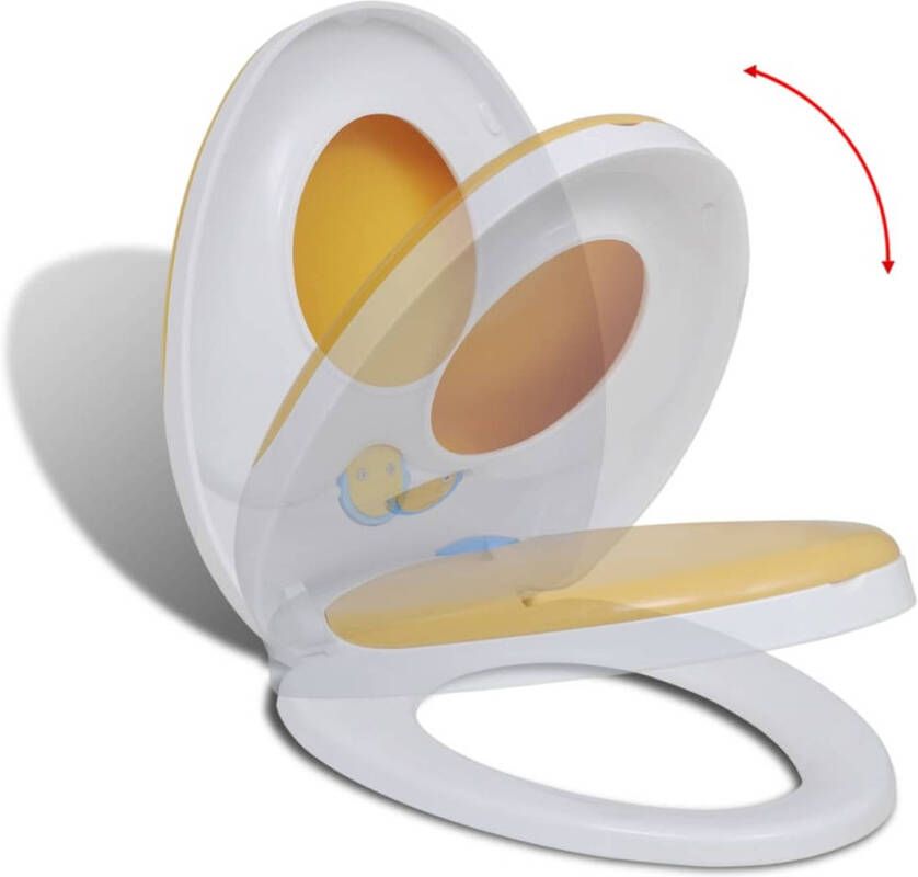 VidaXL Toiletbril voor volwassenen kinderen soft-close wit en geel