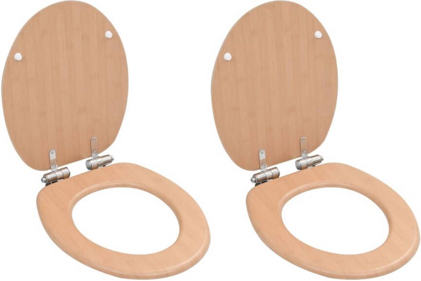 VidaXL Toiletbrillen 2 st met soft-close deksels MDF bamboeontwerp