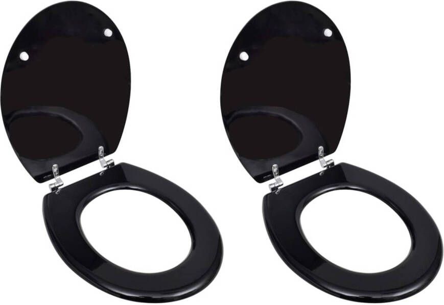 VidaXL Toiletbrillen met deksels 2 st MDF zwart