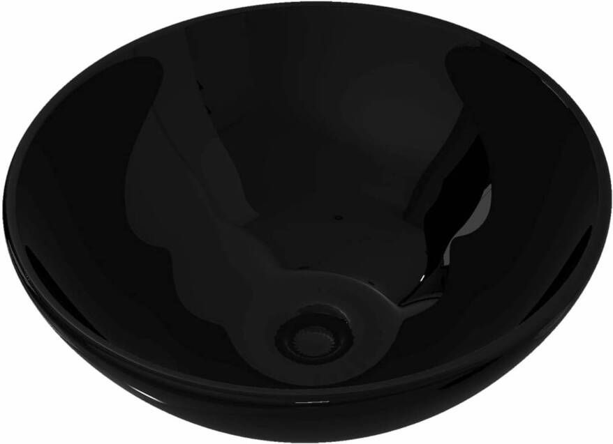 VidaXL Wasbak keramiek rond zwart 325 mm