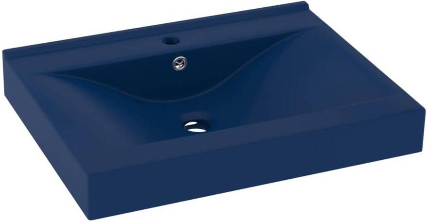 VidaXL Wastafel met kraangat 60x46 cm keramiek mat donkerblauw