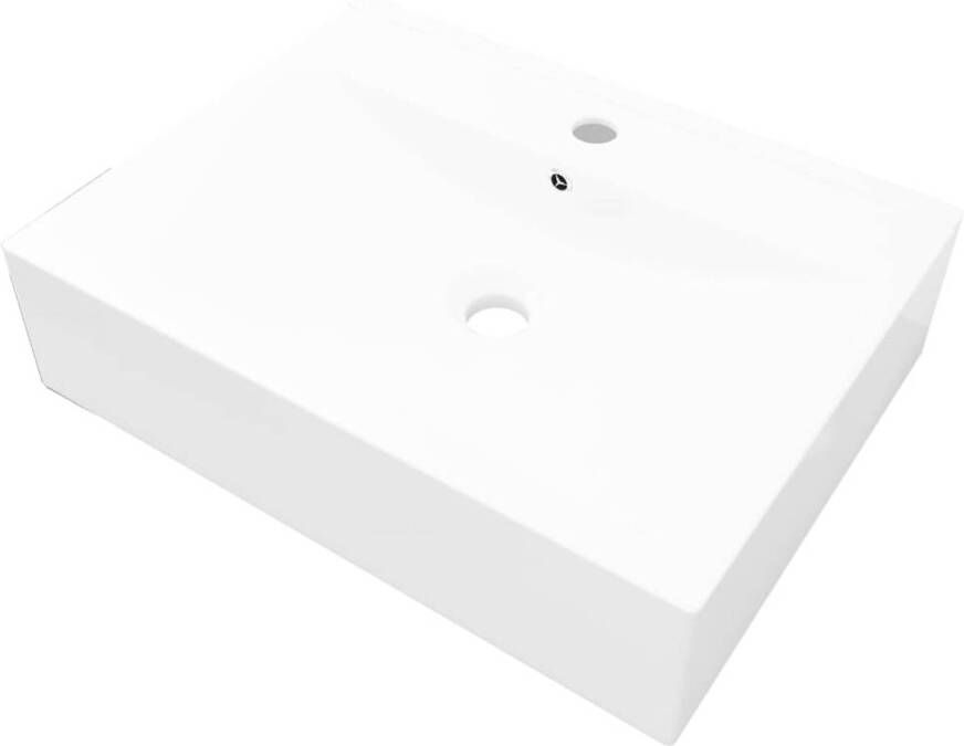 VidaXL Luxe wastafel met kraangat wit rechthoekig keramiek 60x46 cm