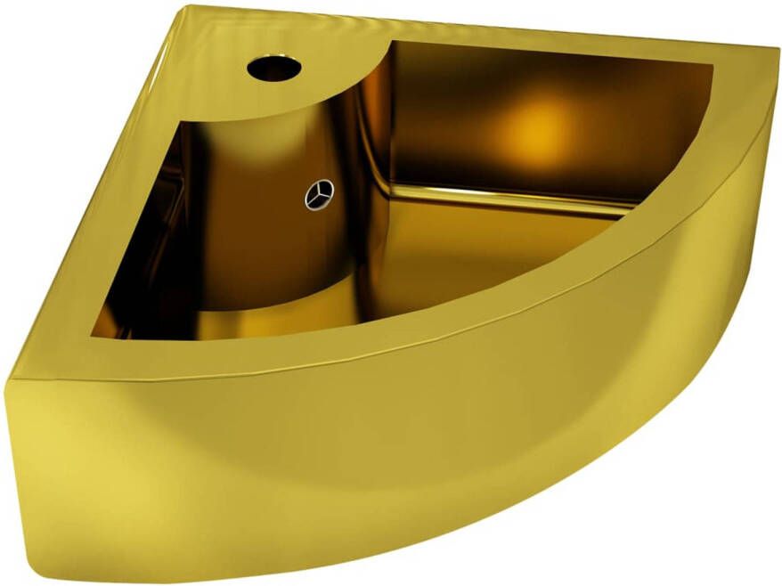 VidaXL Wastafel met overloop 45x32x12 5 cm keramiek goudkleurig