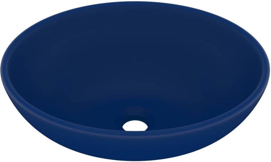 VidaXL Wastafel ovaal 40x33 cm keramiek mat donkerblauw