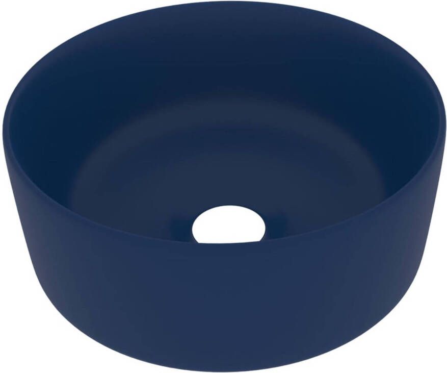 VidaXL Wastafel rond 40x15 cm keramiek mat donkerblauw