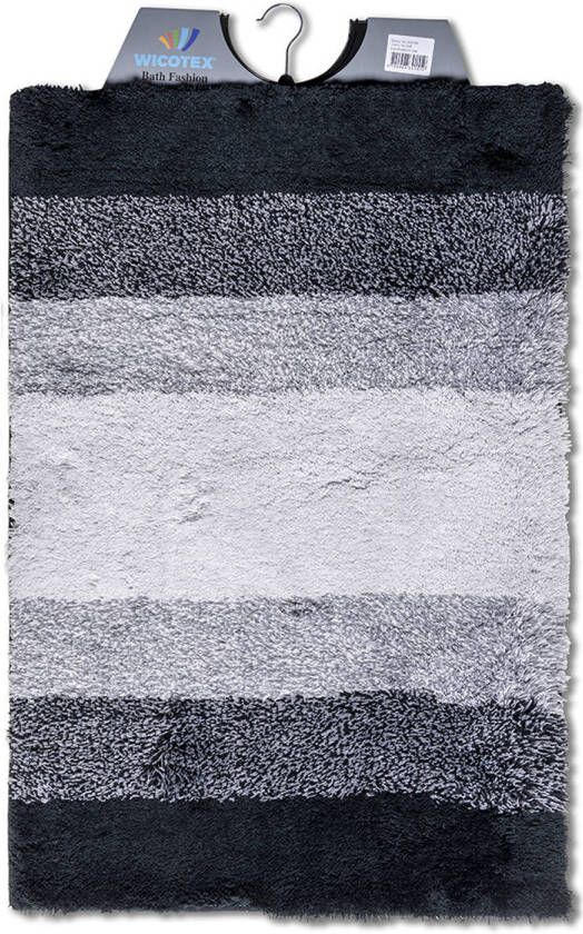 Wicotex -Badmat regenboog zwart 60x90cm-Antislip onderkant