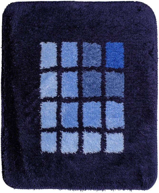 Wicotex -Bidetmat blauw met kleine witte blokjes-Antislip onderkant