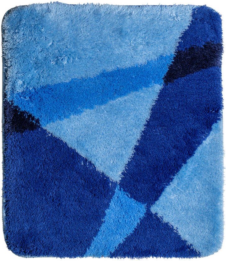 Wicotex -Badmat blauw gestreept 60x90cm-Antislip onderkant