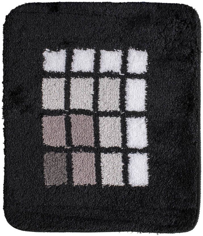 Wicotex -Bidetmat zwart met witte blokjes-Antislip onderkant