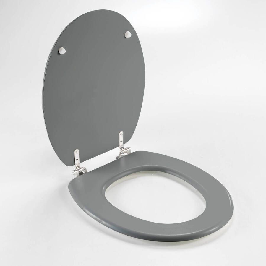 Wicotex Toiletbril WC bril MDF Hout mat Grijs Inclusief metallic scharnieren.