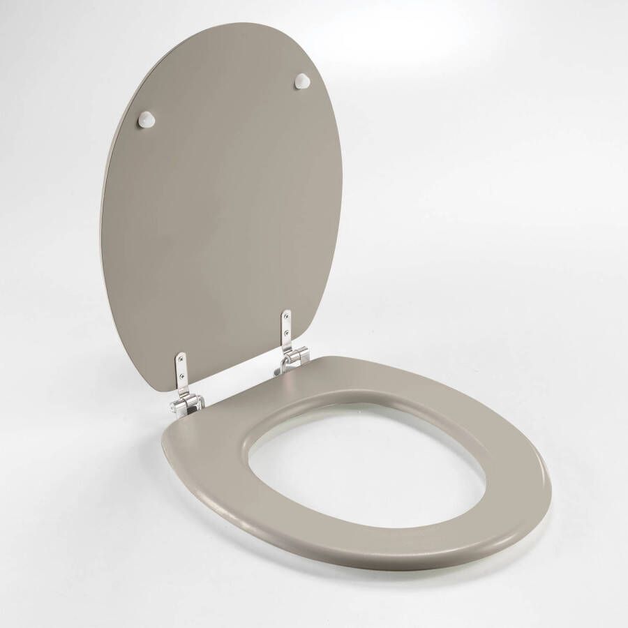Wicotex Toiletbril WC bril MDF Hout mat Taupe Inclusief metallic scharnieren.
