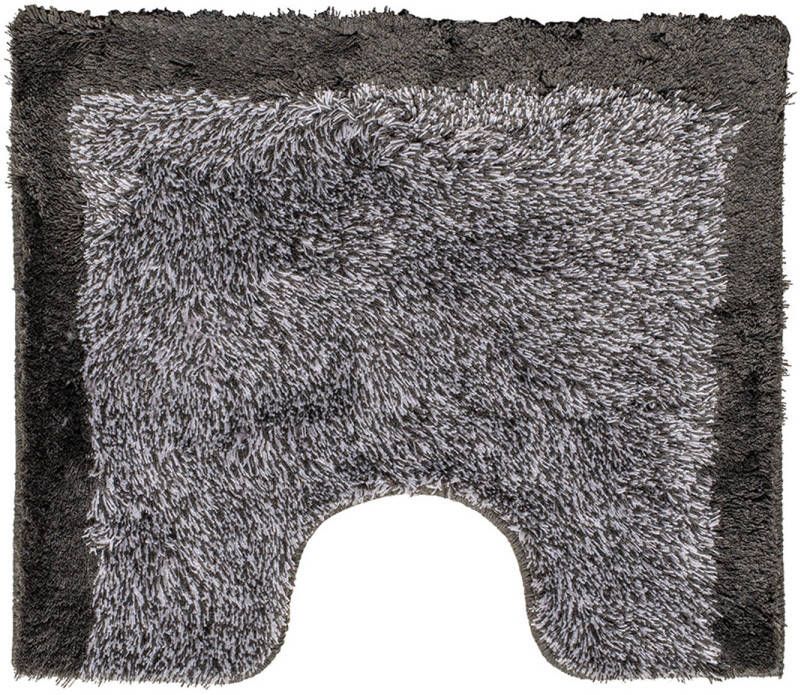 Wicotex -Toiletmat grijs met zwarte rand-Antislip onderkant-WC mat-met uitsparing