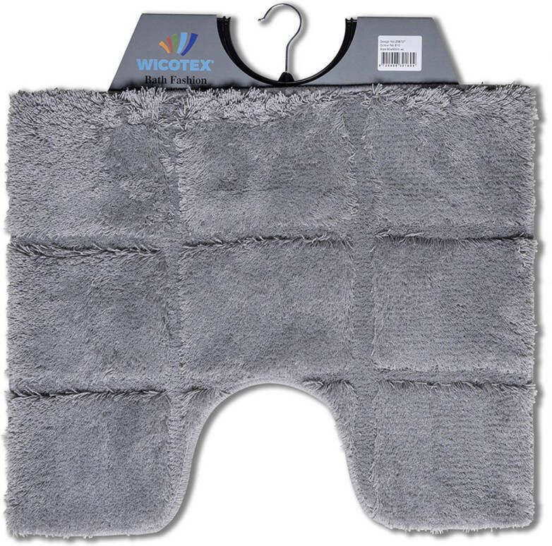 Wicotex -Toiletmat ruit grijs-Antislip onderkant-WC mat-met uitsparing