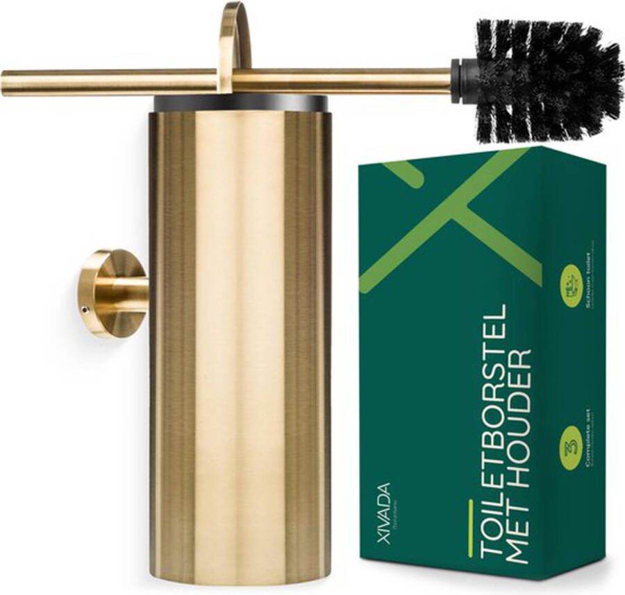 XIVADA Wc borstel met houder Hangend Toiletborstel Goud Muur Boren