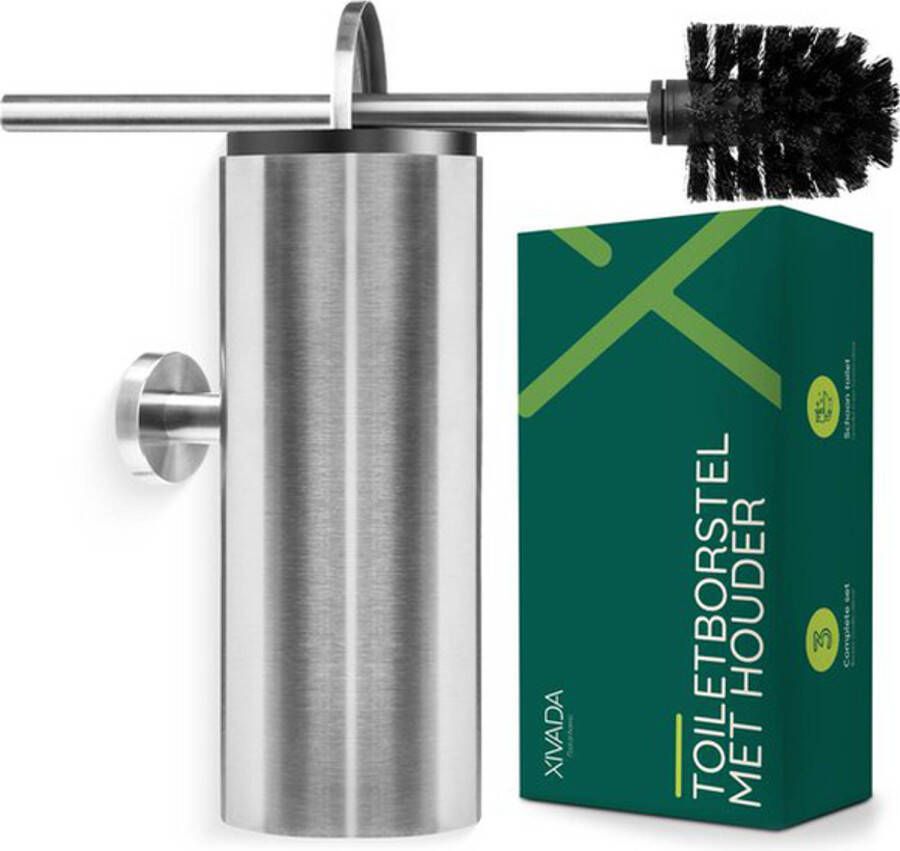 XIVADA Wc borstel met houder Hangend Toiletborstel Rvs Muur Boren