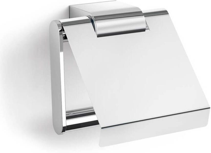 Zack Atore toiletrolhouder met klep 12.4x12.4x5.4cm RVS Chroom Glans 40453