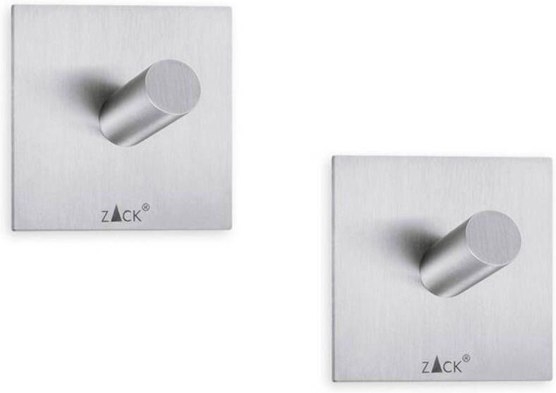 Zack Peco handdoekhaak 4.2x4.2cm vierkant zelfklevend Mat Geborsteld RVS set van 2 40305
